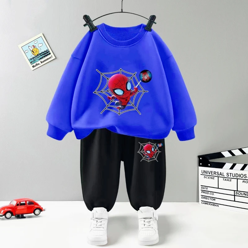 Spiderman Children\'s Clothing Sets Disney Boy Long Sleeved Tops and Sweatpants 2pcs Suit Kids Sweatshirt Set Autumn Tracksuit