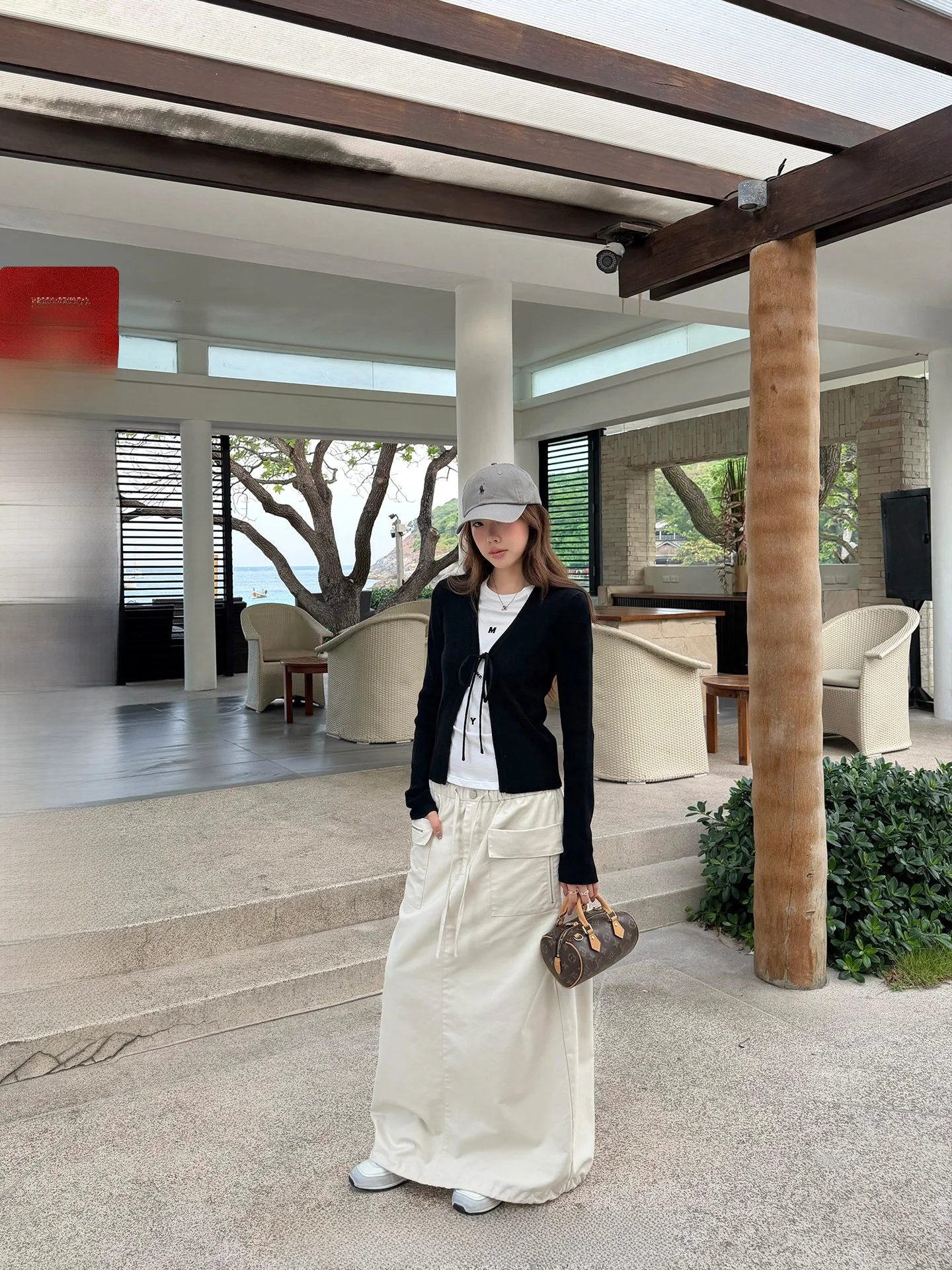 

RanwearLA Street Sle Casual A-Line Skirt Double kets Elastic Waist Workwear f-length Skirts for Young Women