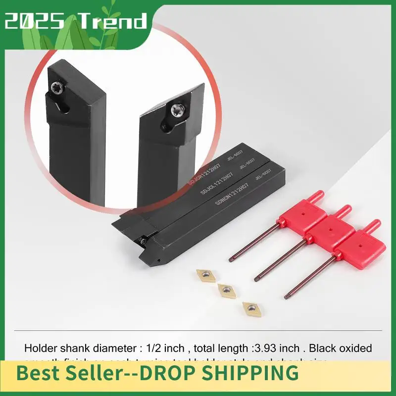 

AA14 New 3Pcs 1/2 Inch CNC Lathe Carbide Turning Tools Indexable Holder Set SDNCN1212H07 + SDJCL1212H07 + SDJCR1212H07+3Pcs DCMT