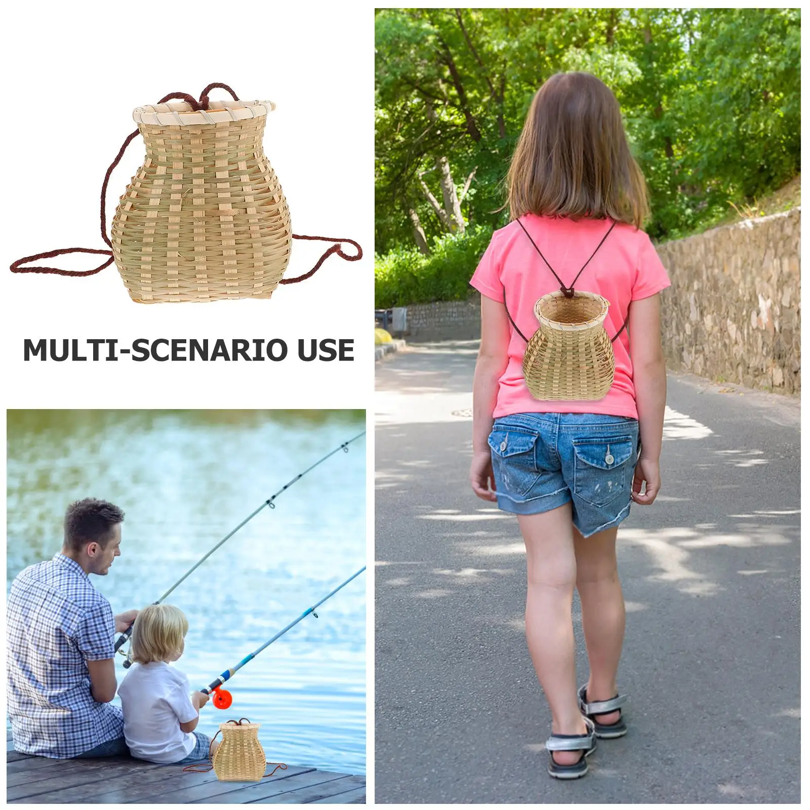 Bamboe Weven Kinderen Terug Mand Handgemaakte Lichtgewicht Kinderopslag Picknick Rieten Traditioneel Vakmanschap Mini Rugzak Rol