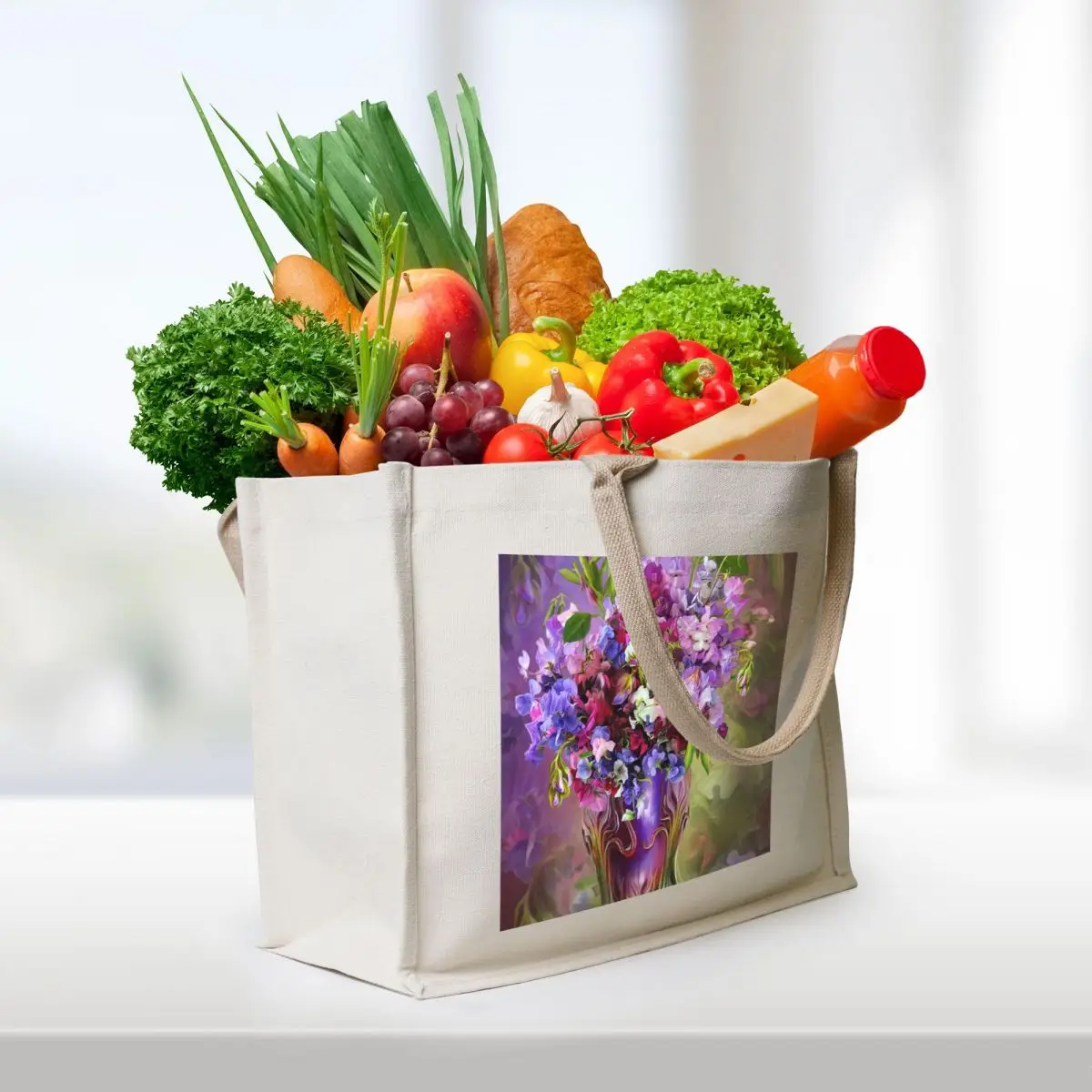 Sweet Peas In Sweet Pea Vase Tote Bag Eco bag Shopper bag Gift bags tote custom