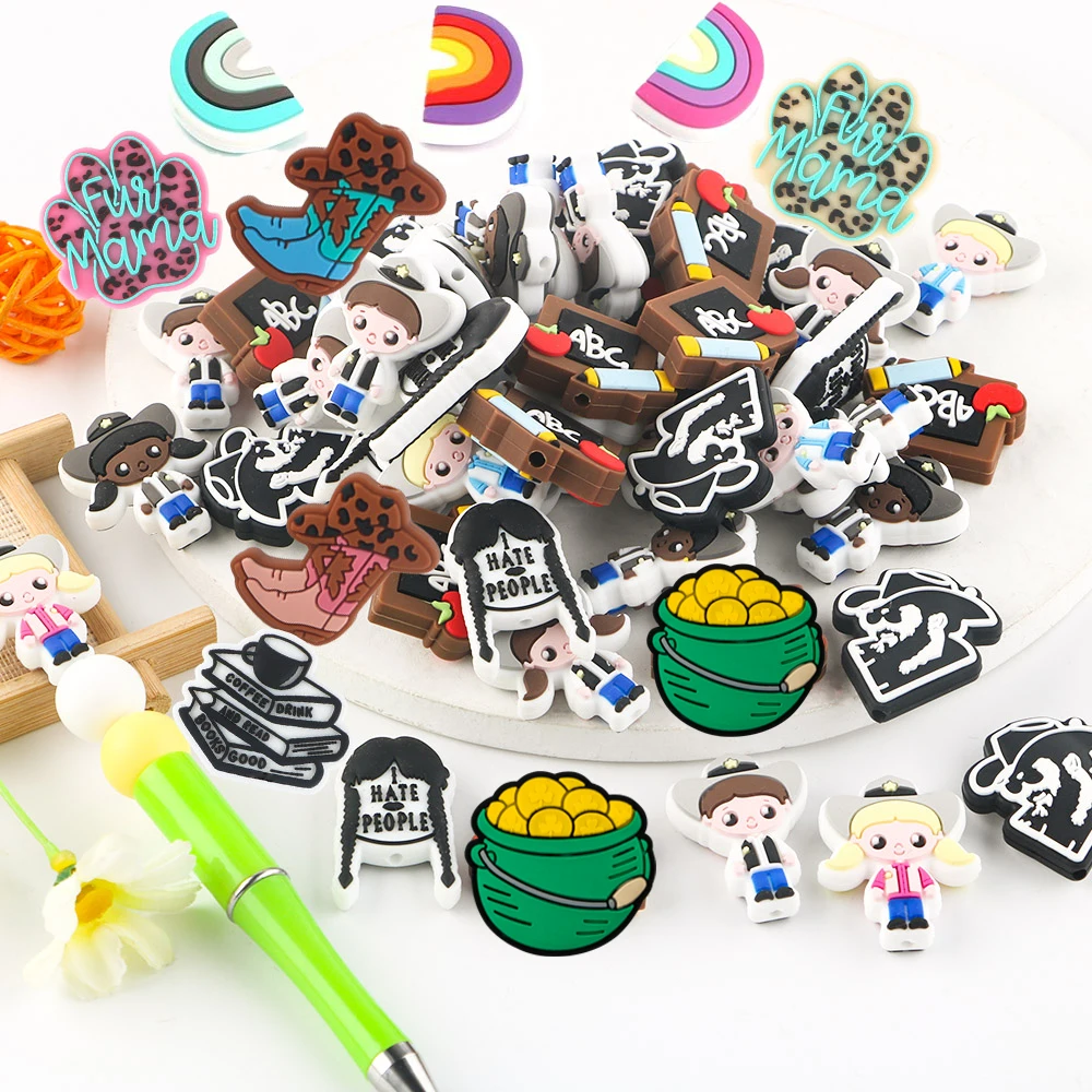 Sunrony 50-200Pcs New Cartoon Boys Girls Boots Ghost Silicone Beads For Jewelry Making DIY Necklace Jewelry Accessories