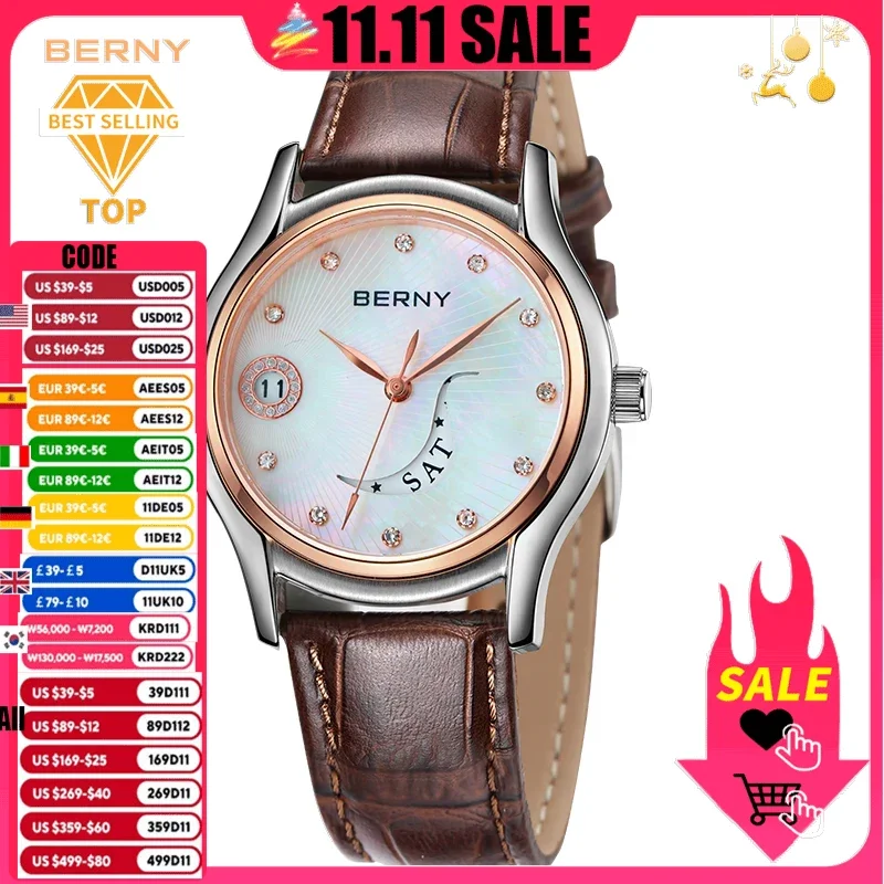 Luxury Elegant Women Watches Quartz Waterproof Wristwatches Calendar Clock Vintage Brown Leather   Ladies Wristwatches