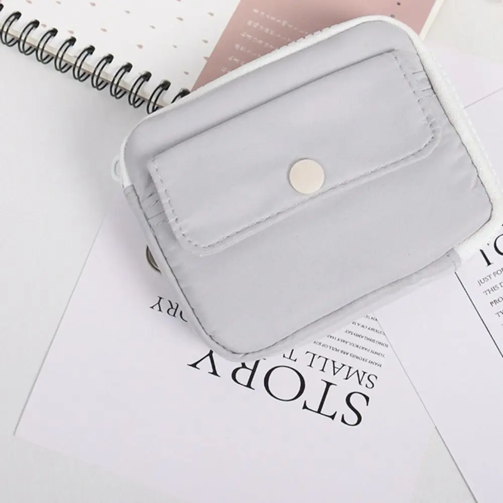

Short Wallet Multifuctional Nylon Coin Purse Square Card Holder Earphone Bag Zipper Lightweight Mini Storage Bag Daily