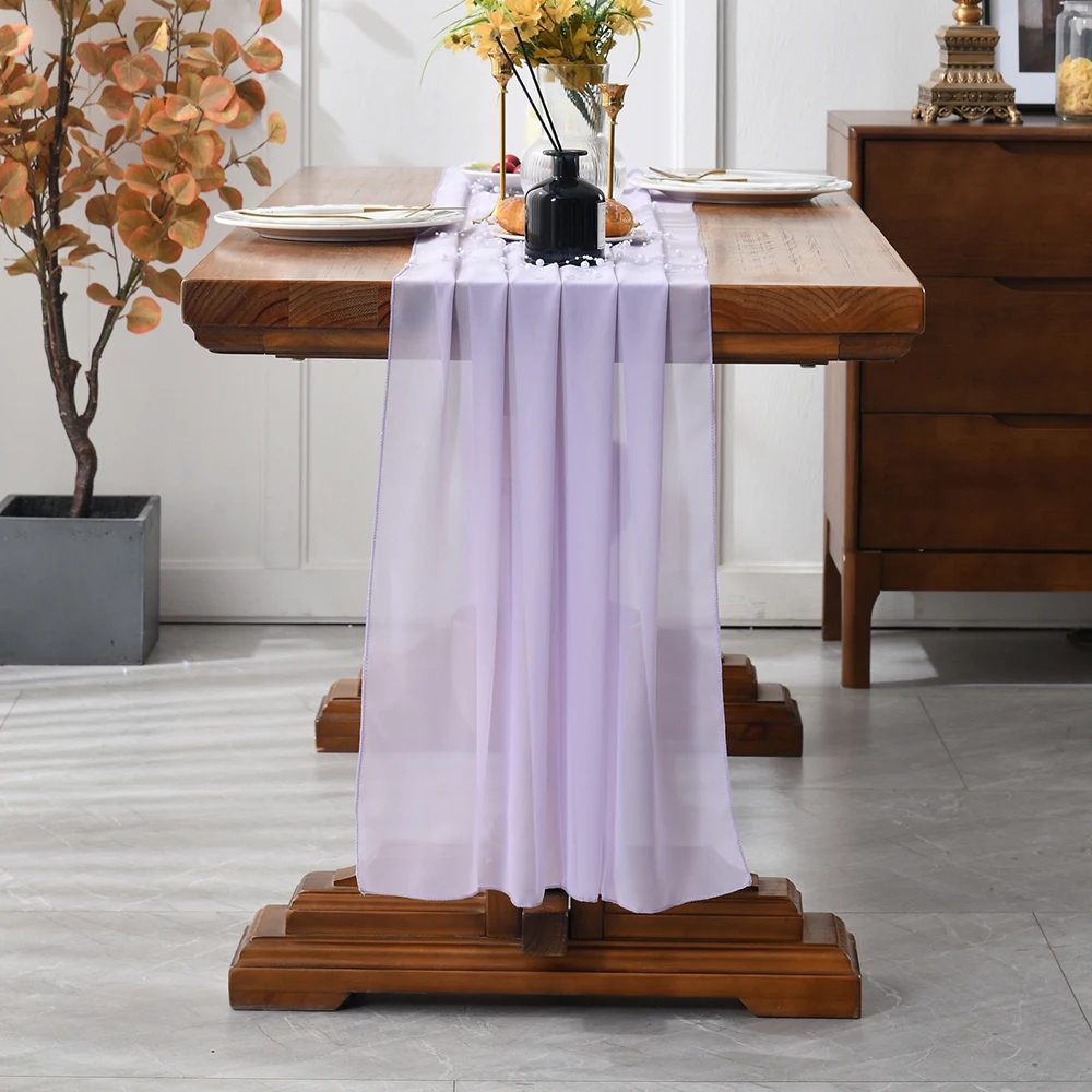 Solide bunte weiche Chiffon Tisch läufer romantische Boho Tisch läufer für Hochzeit Geburtstags feier Braut dusche Tisch dekoration