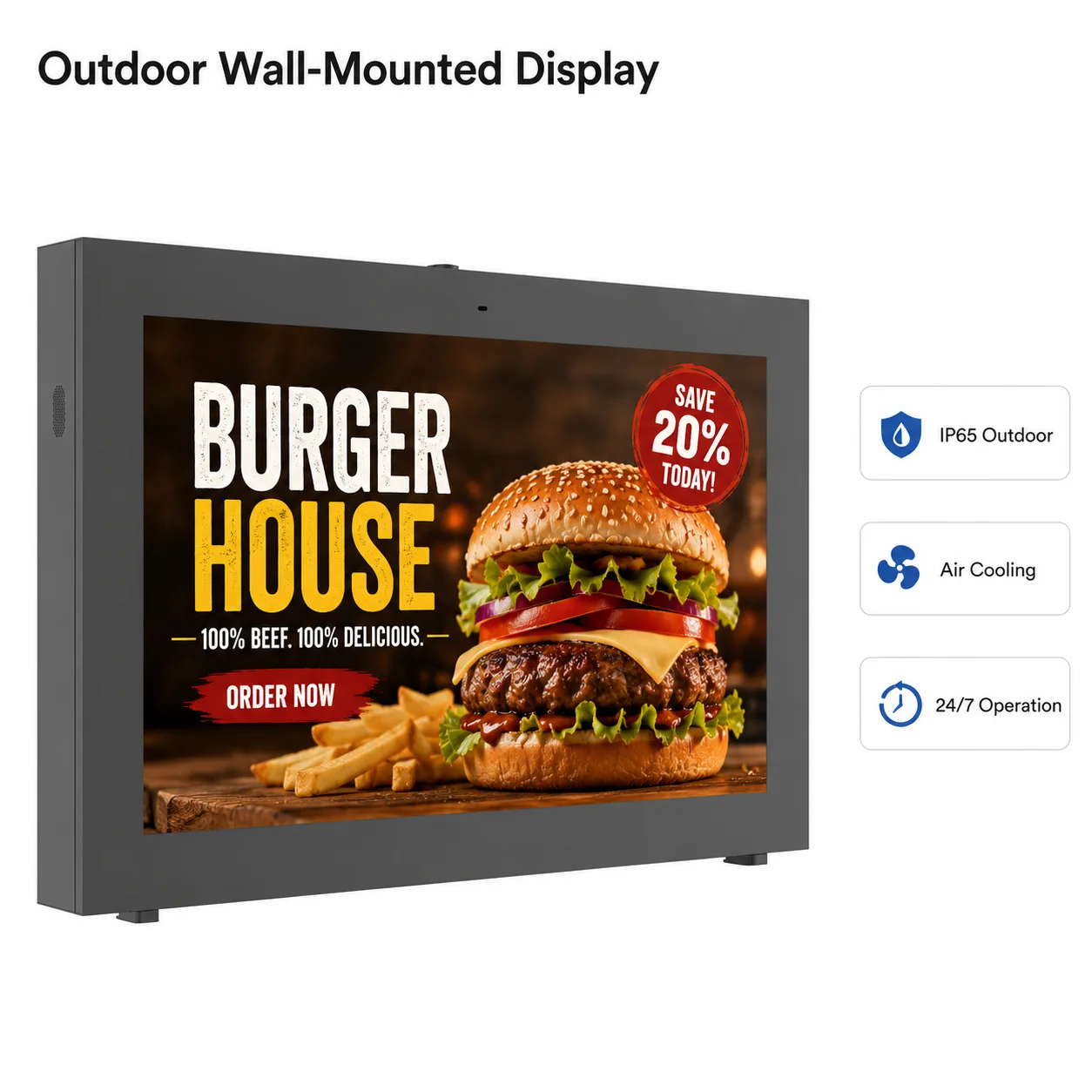 Pantalla LCD con filtro antipolvo de alto brillo para publicidad exterior