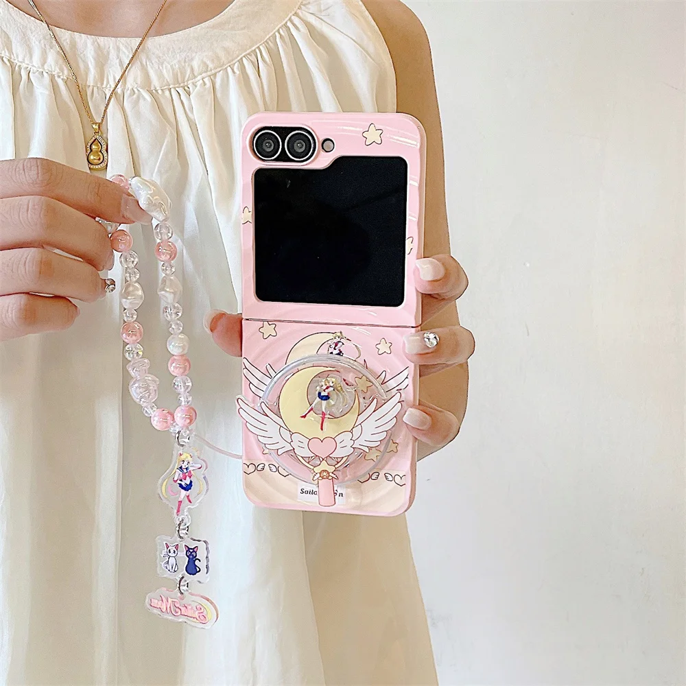 Coque de téléphone vague mignonne avec charnières, étui de protection avec support Magsafe pour Samsung Galaxy Z Flip7 flip6 4 3 flip5