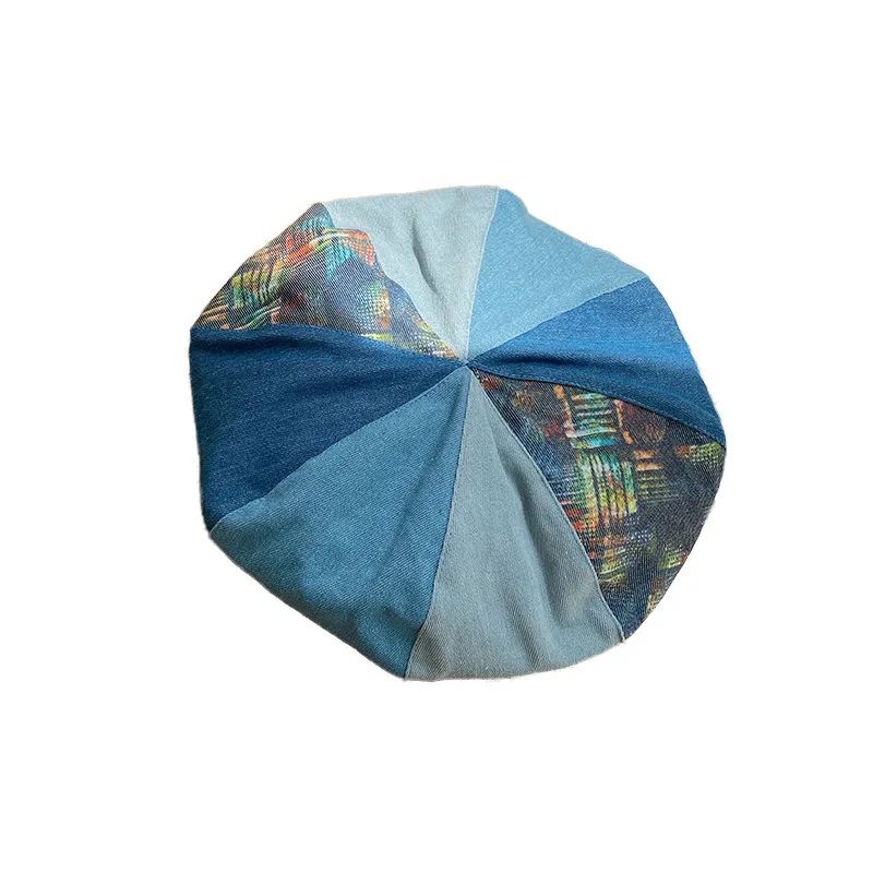 Japanese Stitching Cowboy Beret Caps Summer Niche Oversized Exaggerated Retro Octagonal Cloud Painter Hat Gorros кепка женская