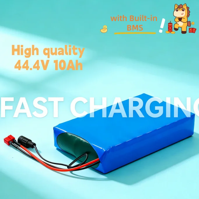 

Aleaivy High Quality 44.4V 10000mAh 12S4P Lithium Battery Pack, Built-in BMS Rechargeable for Skateboard Bicycle Longboard