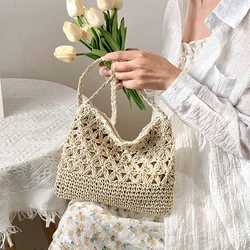 Ladies Fashion Summer Straw Crossbody Bag Women Beach Bag Shopping Woven Shoulder Handbag Messenger Purse