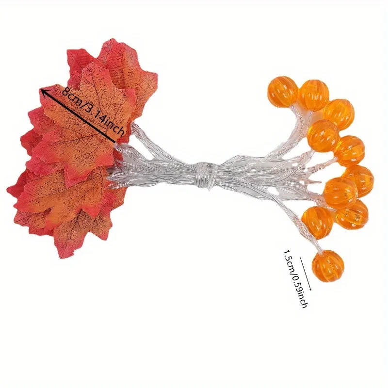 1pc, 10/20LED Thanksgiving Halloween Maple Leaf Pumpkin Decorative Light, Battery Powered, Fairy String Decorative Light String