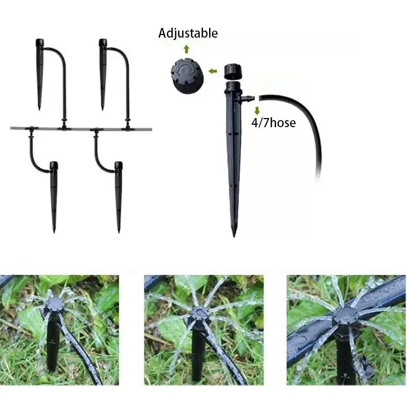 4/7 مللي متر خرطوم منقط المياه إدراج الأرض حديقة سقي Aspersor بالتنقيط الري قابل للتعديل الرش 360 درجة المنقطات F1