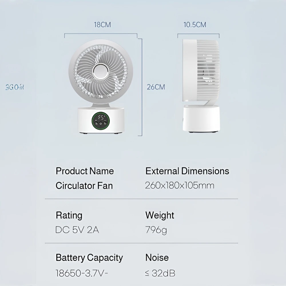 Cooling Home Desktop Hoofd schudden USB-oplaadventilator Luchtcirculatie Intelligente stemtimingventilator Desktopventilator voor thuis en slaapzaal