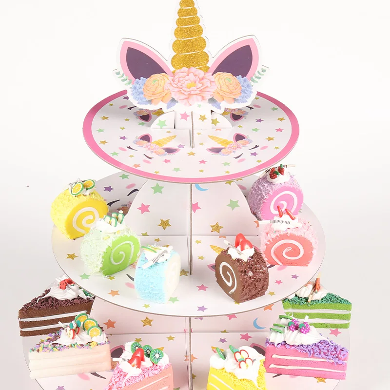 Wedding birthday party supplies Paper unicorn-themed cake stand