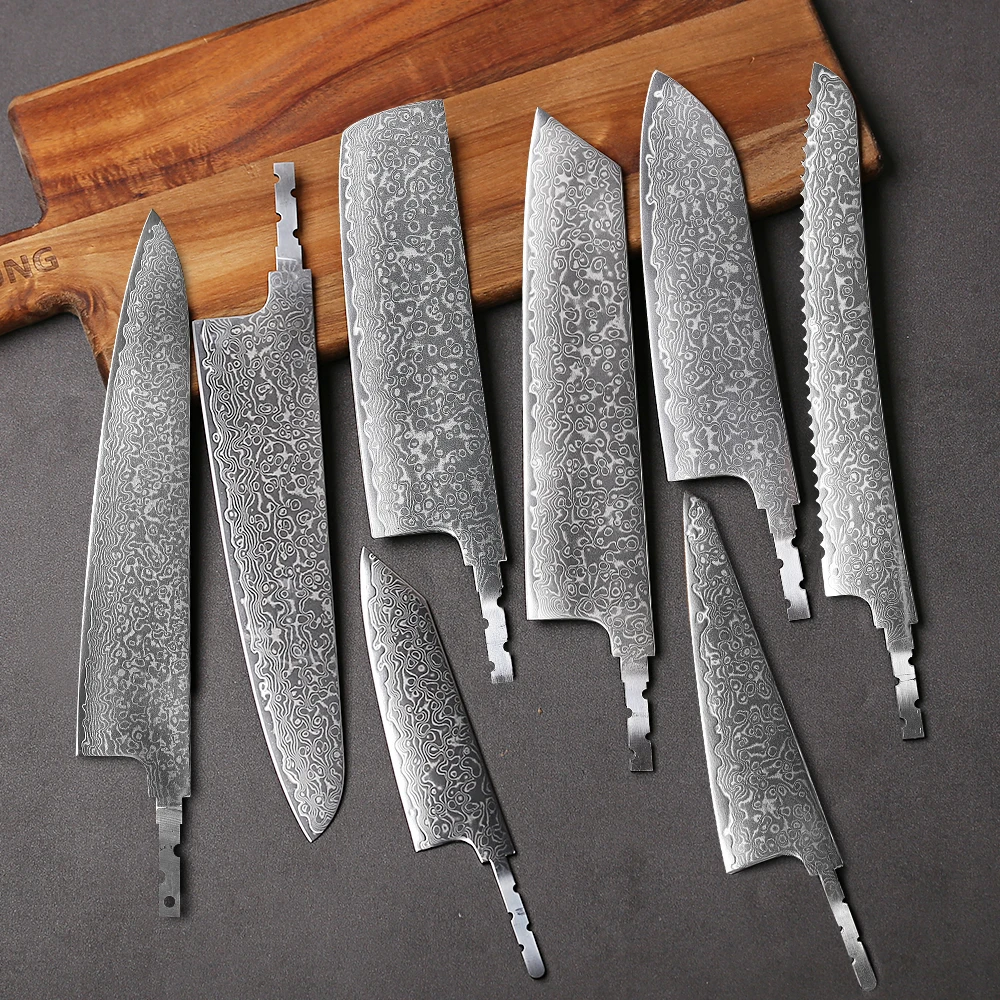 DASHWAY Japanese Hand Forged Chef Knives DIY Full Tang Blank Blade AUS-10 Damascus Steel Kitchen Knife DIY Making Handmade Knife