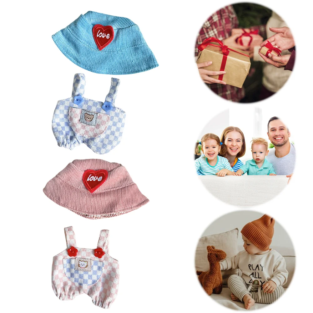 

Kawaii Checkered Doll Clothes with Hat Decorative Cute Plaid Plushies Outfit DIY Cartoon Animal Toy Jumpsuit for Girls Gift