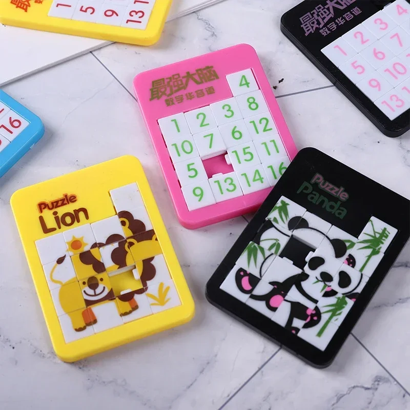 1-16 Number Learning Slide Puzzles Cartoon Educational Toy Letter Animal Children's Jigsaw Puzzle Games Brain Exercise Mini Toys