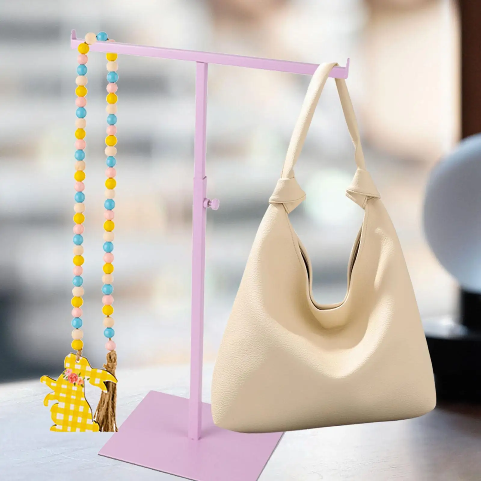 Necklace Holder Jewelry Stand Portable Metal Bag Display Rack for Retail Countertop Boutique Store Table Top Fashion Accessories