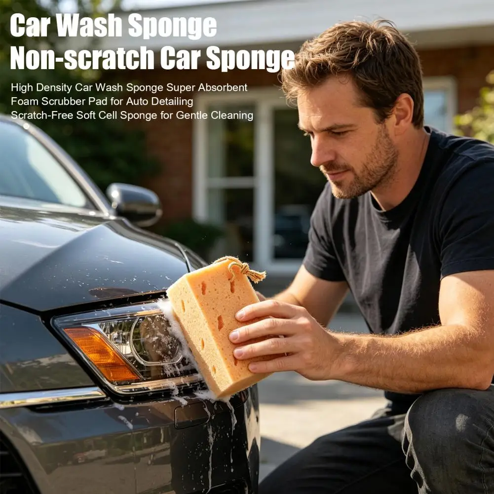 16/21cm High Density Car Wash Sponge Super Absorbent Foam Scrubber Pad For Auto Detailing Scratch-Free Soft Cell Gentle Sponge