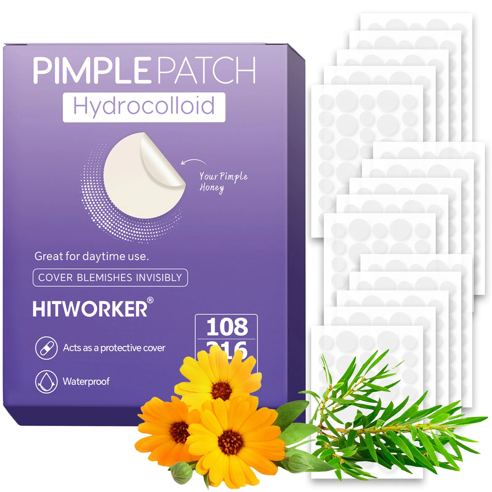 HITWORKER 540-Piece Acne Patches Hydrocolloid Round Acne Patches | Powerful Absorption of Acne Secretions, Gentle Cleansing and
