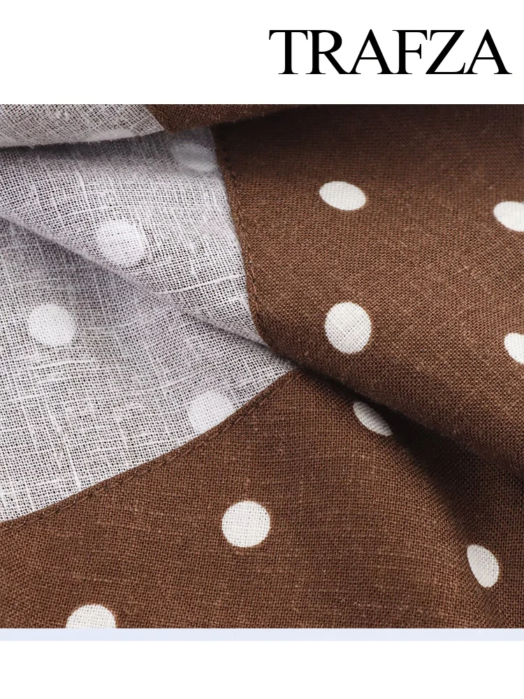 HH Woman Summer Fashion Brown Dots Square Collar Backless Zipper Long Dress Female Chic High Street Casual Sleeveless Dress