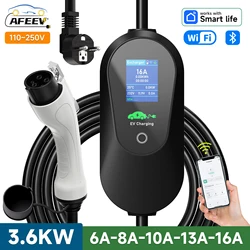 Afeev 3,6 kw type1 sae j1772 tragbares ev ladegerät 16a typ2 elektroauto ladegerät gb/t evse schnell ladekabel wifi app steuerung