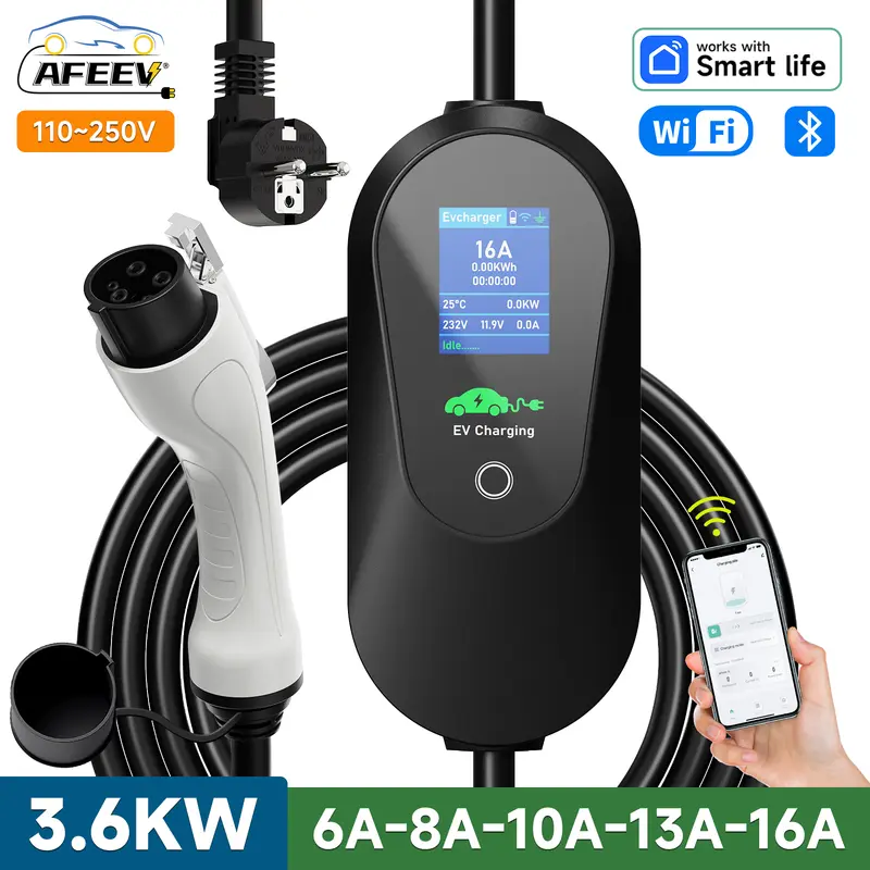 AFEEV 3.6kW portable EV charger with cable and connectors for electric cars