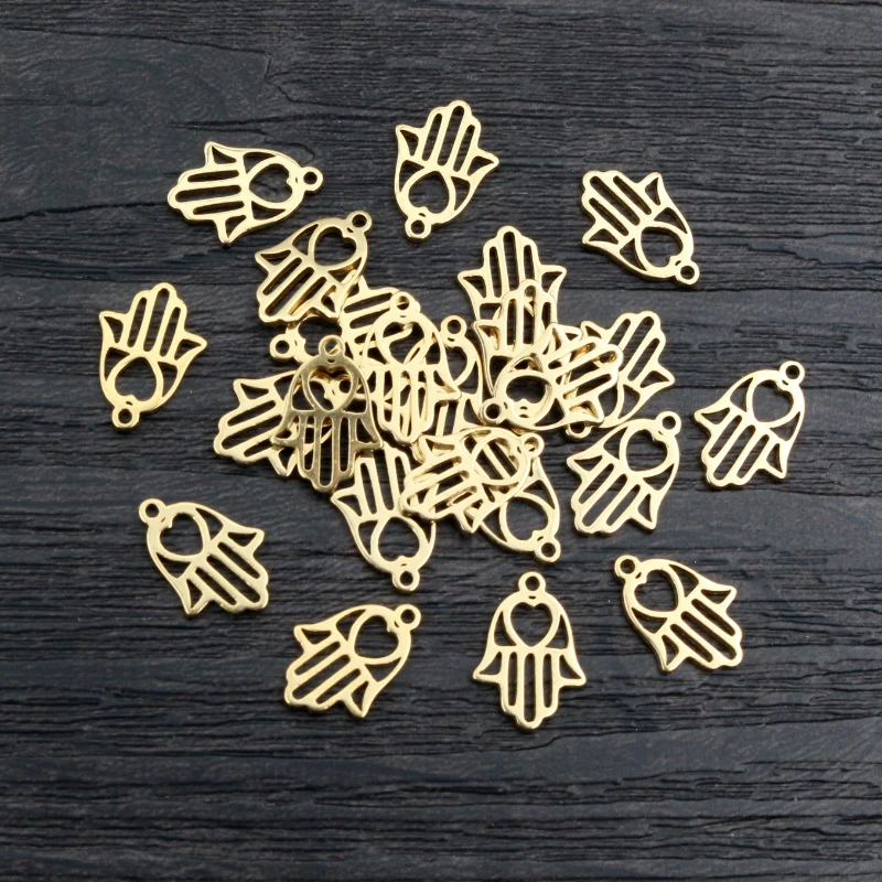 10 sztuk 12x9mm 316 ze stali nierdzewnej pozłacany ręcznie małe Charms wisiorek dla naszyjnik DIY tworzenia biżuterii ustalenia akcesoria