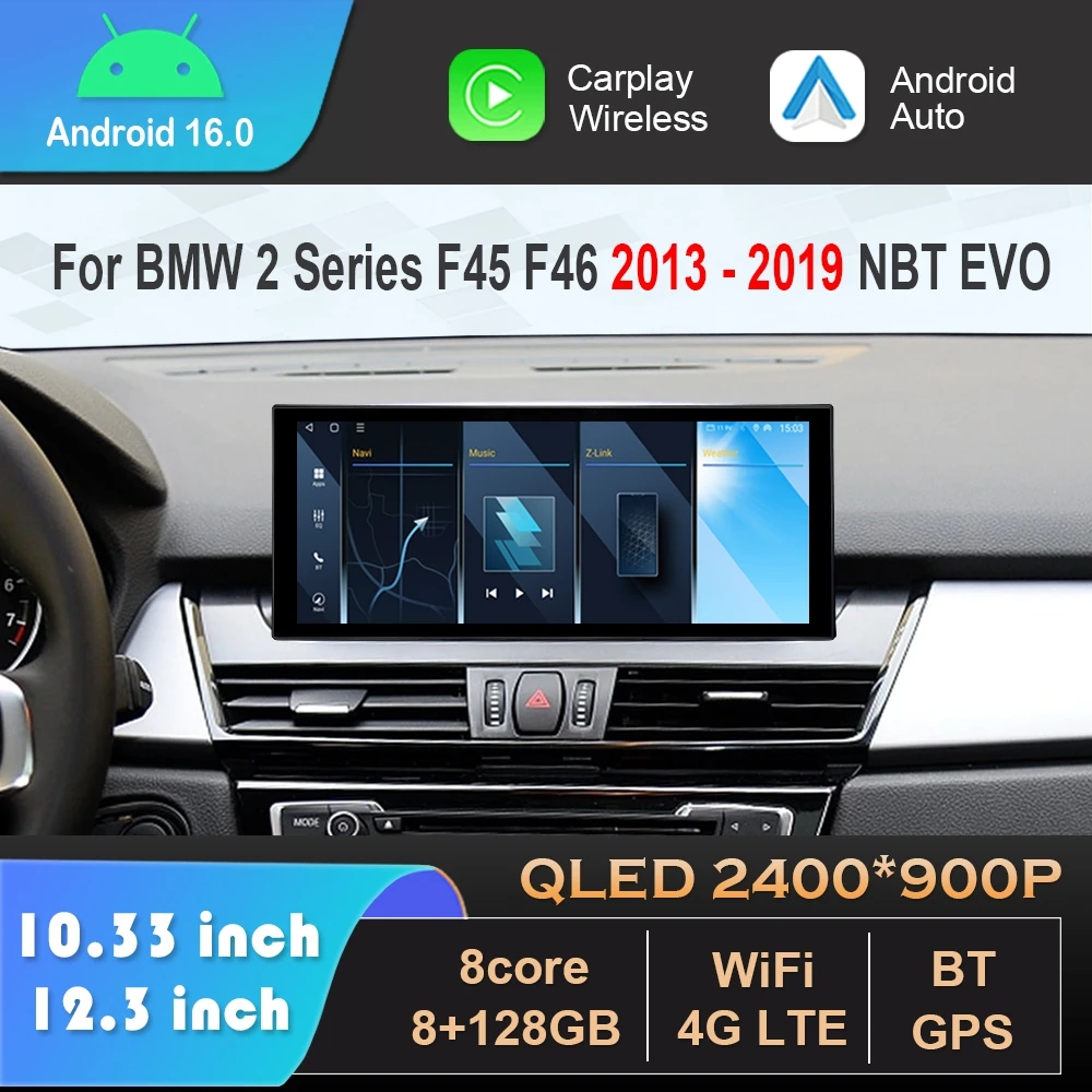 Android 16 for BMW 2 Series F45 F46 2013 - 2019 NBT EVO System DSP Stereo Carplay 4G Wifi GPS Car Radio Video Multimedia Player