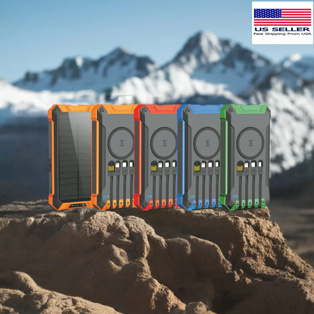 

Wireless charging solar power mobile power 20000mAh outdoor three proof built-in power bank for mobile phones