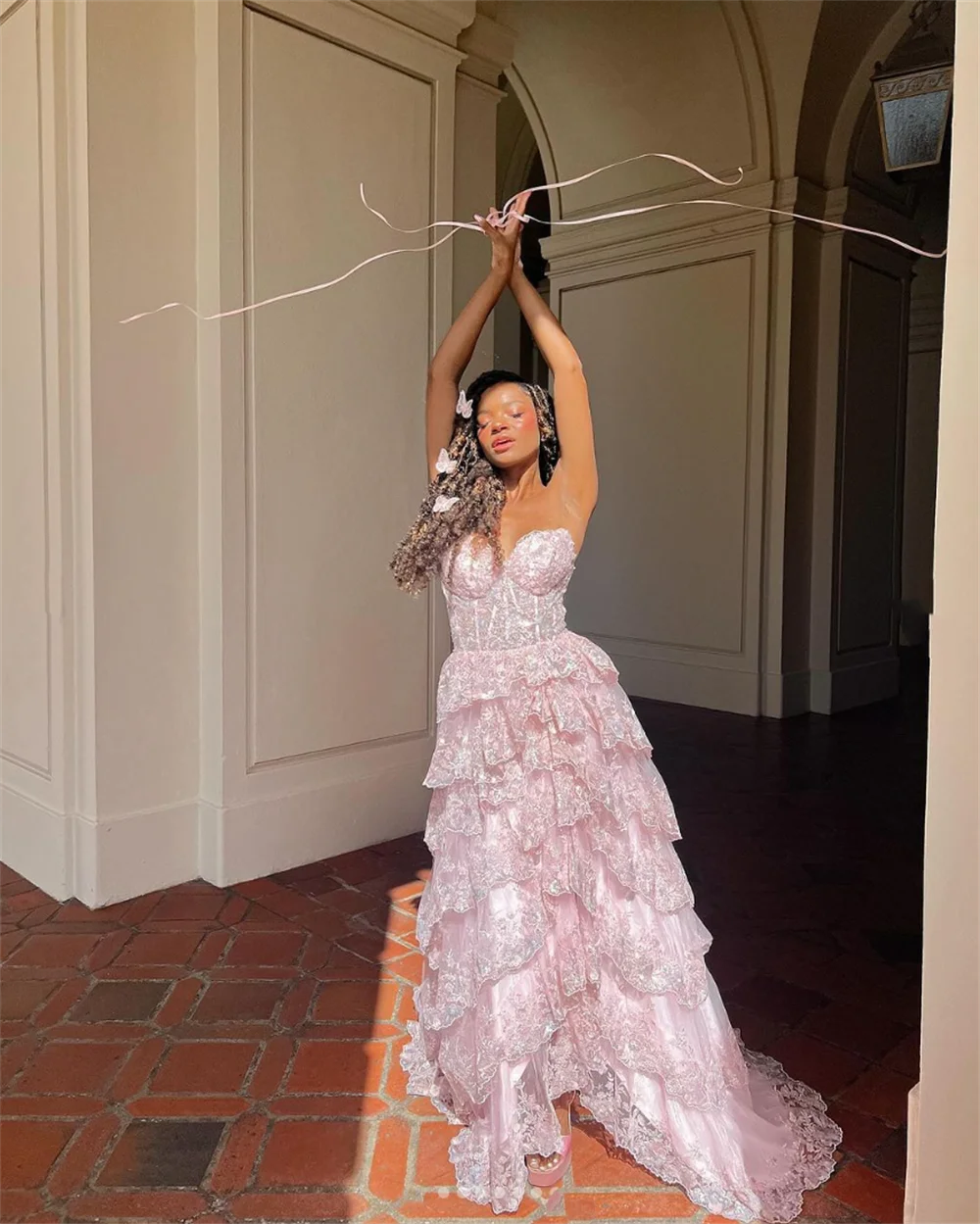 Jessica-vestido De tul con lentejuelas Para mujer, traje De Fiesta De graduación, color rosa, elegante, 2024