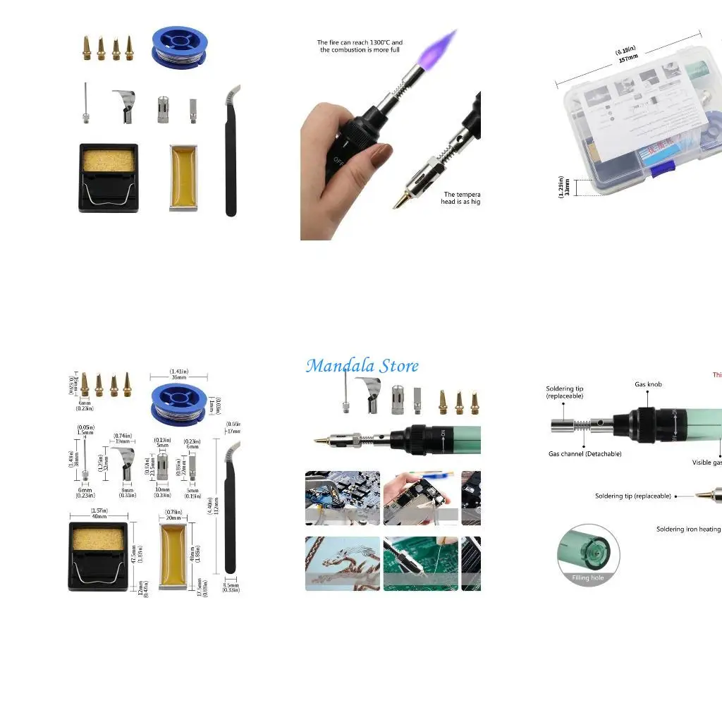 

U2JC Premium-Butane Soldering Iron 12-In-1 Portable-Cordless Welding-Micro Solder-Torch Heat-Gun Interchangeable Pen-Tips