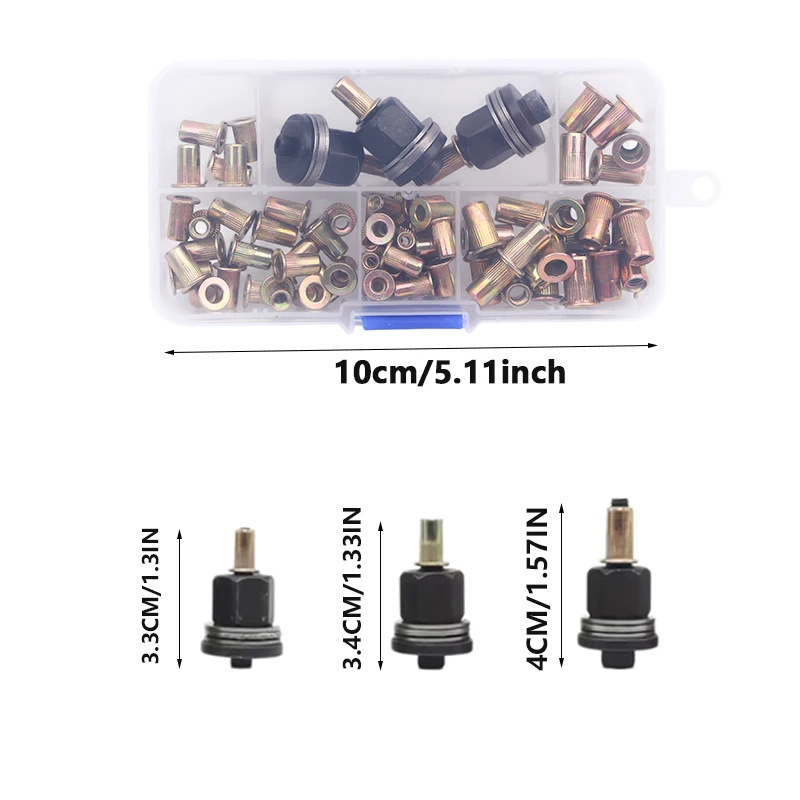 75Pcs Rivet Nuts and Hand Tool Set Metric Rivet Nut Combo (M5/M4/M3), Suitable for Furniture, Decoration, Automotive, Marine, and Industrial Applications