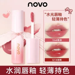 NOVO Water Gloss Colorful Silk Ribbon Lip Glaze Water Gloss Mirror Glass Lip Honey Waterproof and Not Easy to Stick to Cup