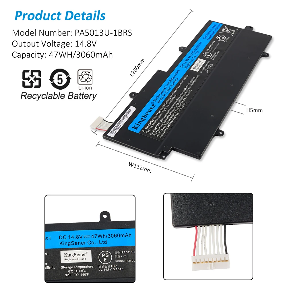 KingSener PA5013U-1BRS PA5013U Laptop Battery for Toshiba Portege Z830 Z835 Z930 Z935 Ultrabook PA5013 14.8V 3060mAh Free Tool