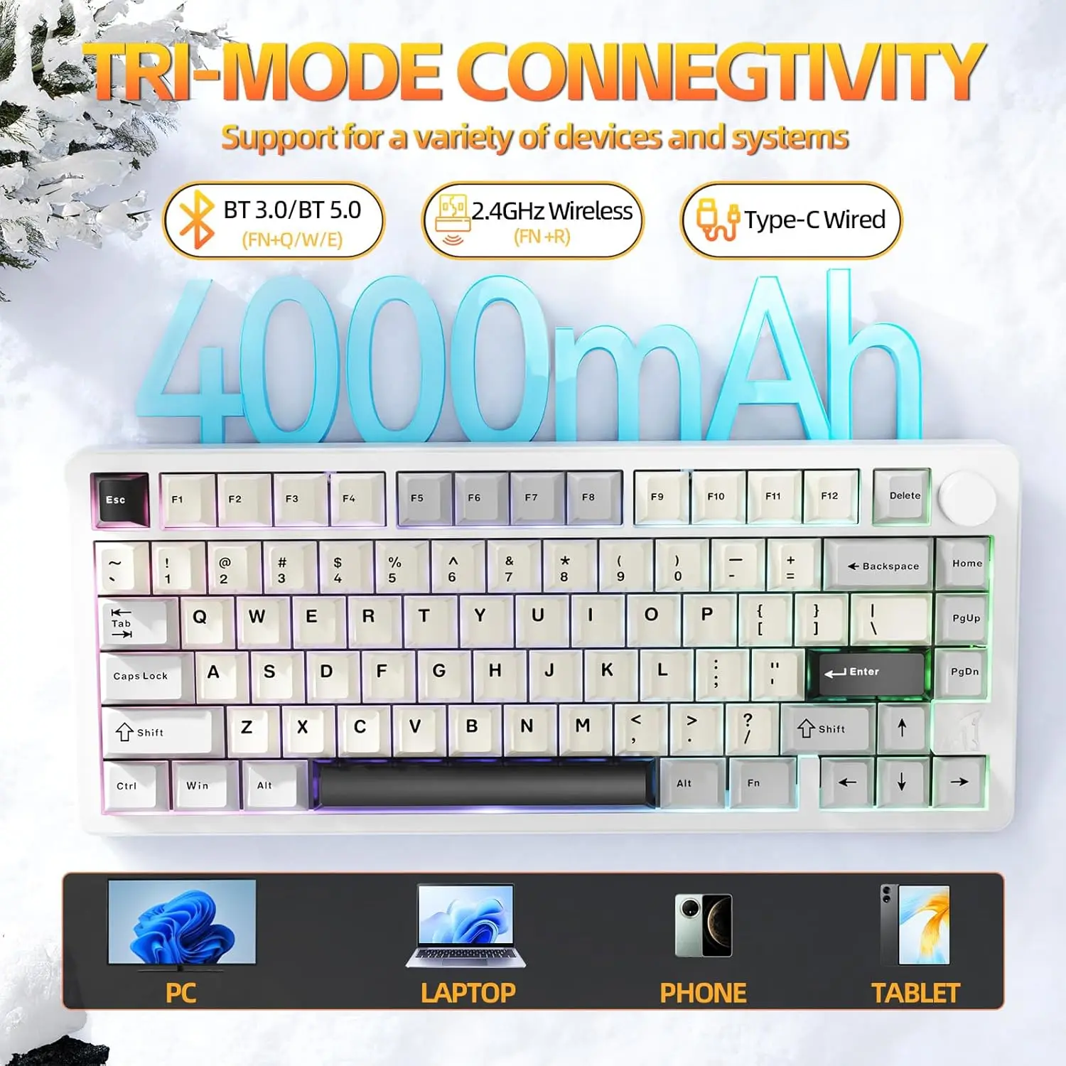 

ATTACK SHARK X86 75% Aluminum CNC Wireless Mechanical Gaming Keyboard with Volume Knob,82 Key Gasket Hot Swappable RGB Custom KB