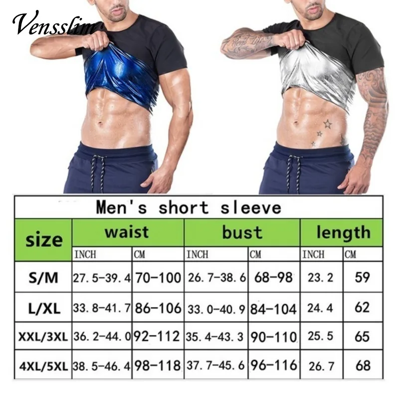 Men Sauna Sweat Vest Heat Trapping Compression Waist Trainer Shirts Gym Sauna Suit Workout Slimming Body Shaper for Weight Loss