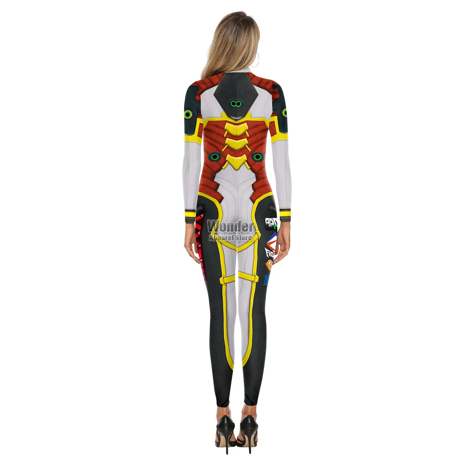 Women Men Punk Future Robot ET Machine 3D Printing Jumpsuit Adult Halloween Cosplay Costumes Party Role Playing Dress Up Outfit