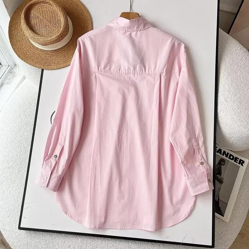 

Dave&Di Blouse Women French Fashion Women's Cotton Basic Shirt Minimalist Loose Lazy Casual Shirt For Women Tops