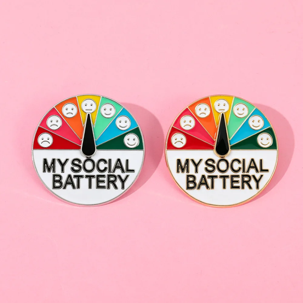 Stimmungs-Expressions-Pins für Frauen und Männer, „Meine soziale Batterie“-Broschen für Kleidung, lustige Legierungs-Anstecknadeln, Schmuck-Accessoires, Geschenke