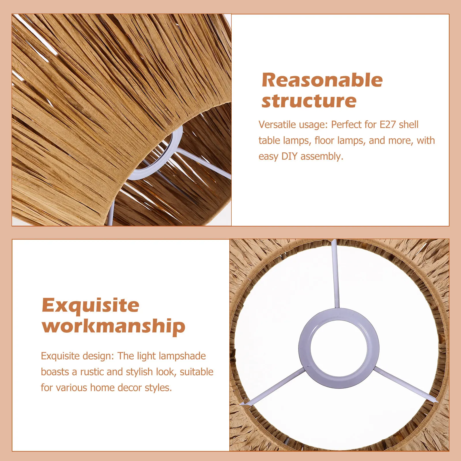 

Плетеный абажур из рафии E27 для потолочного светильника в деревенском стиле, защитный чехол для лампы в стиле фермерского дома