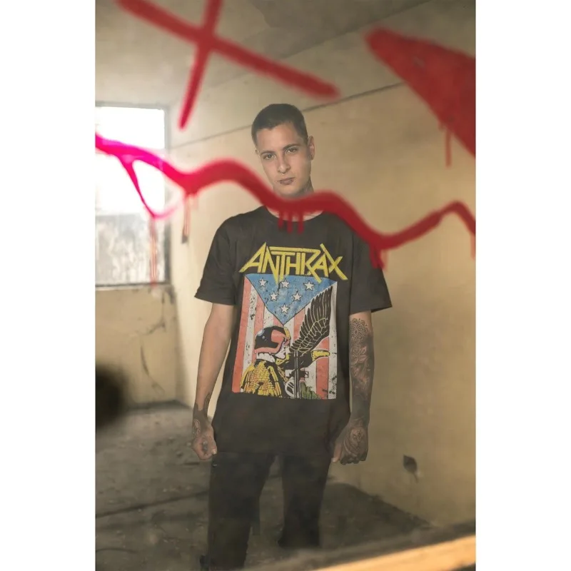 النمط الأوروبي والأمريكي فرقة الجمرة الخبيثة الكلاسيكية الرجعية الأمريكية كبيرة الحجم شارع العليا فضفاضة قصيرة الأكمام تي شيرت #1