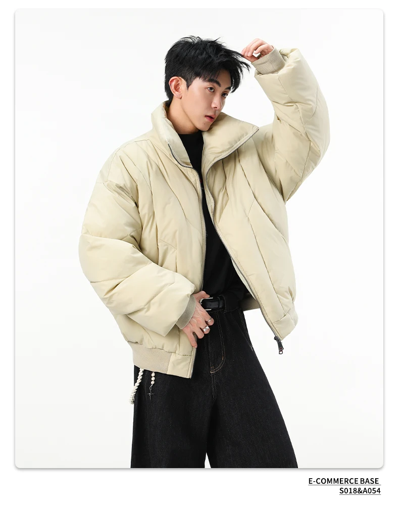 IEFB Faux Suede Warm Padded Winter Jacket For Men Retro Oversized Stand Collar Zip Casual Thick Outerwear Coat 9X4141