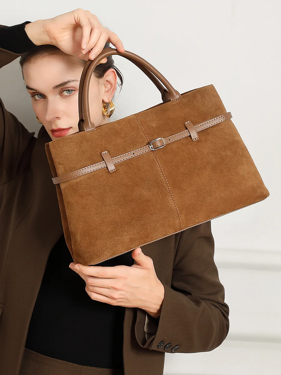 YANATARI genuine leather large capacity minimalist tote bag women Frosted leather luxury Crossbody bag handbag shoulder bag view 2