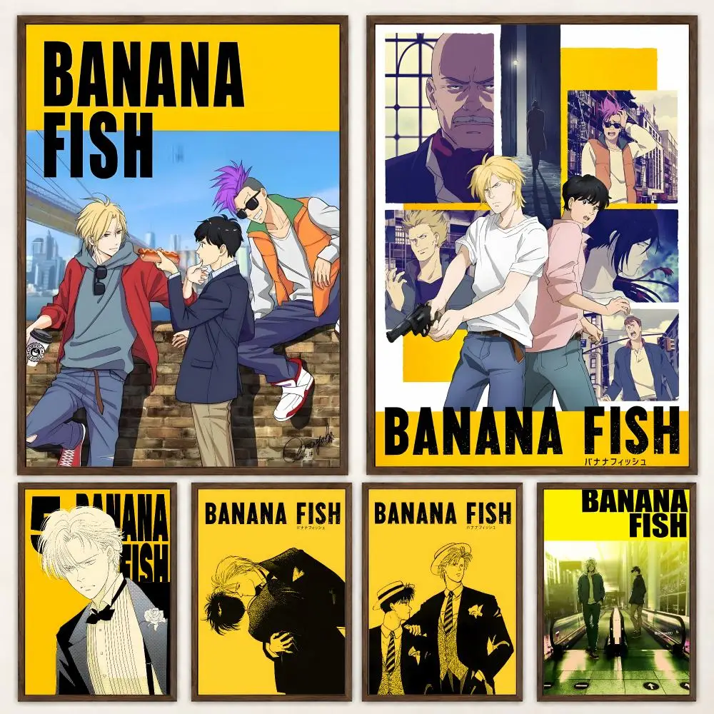 Dramatic Crime Anime Banana Fish Poster Self‑Adhesive Waterproof Poster Sticker Coffee House Bar Wall Art Home Decor