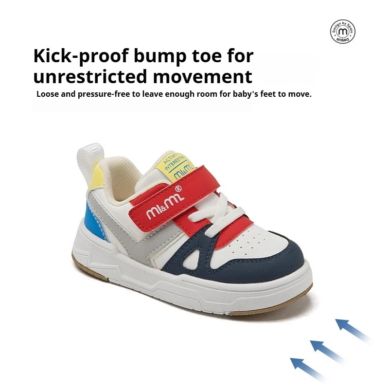 M1 & M2 baskets en cuir antidérapantes enfant en bas âge nouveau-né enfants bout rond plat élégant semelle en coton premiers marcheurs chaussures de sport décontractées