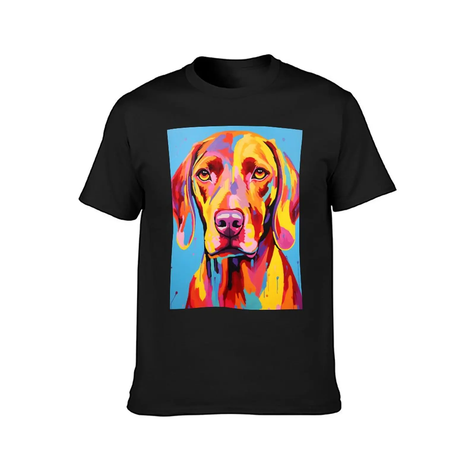 vizsla dog portrait colorful art set T-Shirt for a boy tees Aesthetic clothing plus sizes Men's clothing