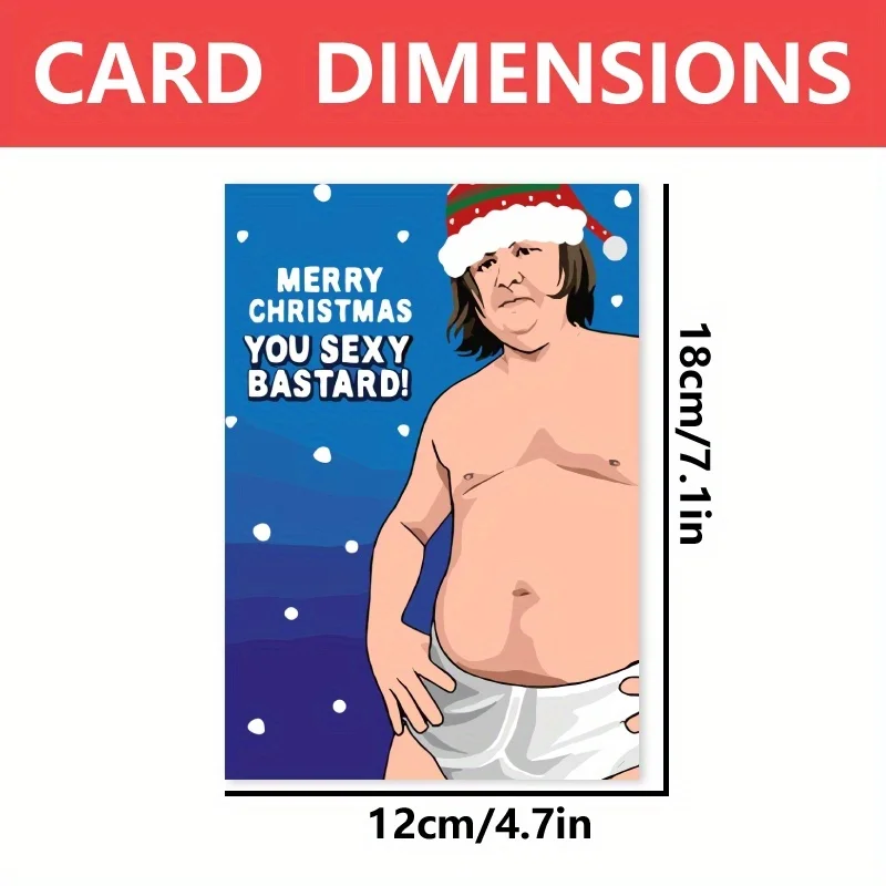 1pc, Happy Christmas Time Card, Merry and Bright Christmas Card, December Christmas Card, Humorous Man Christmas Card