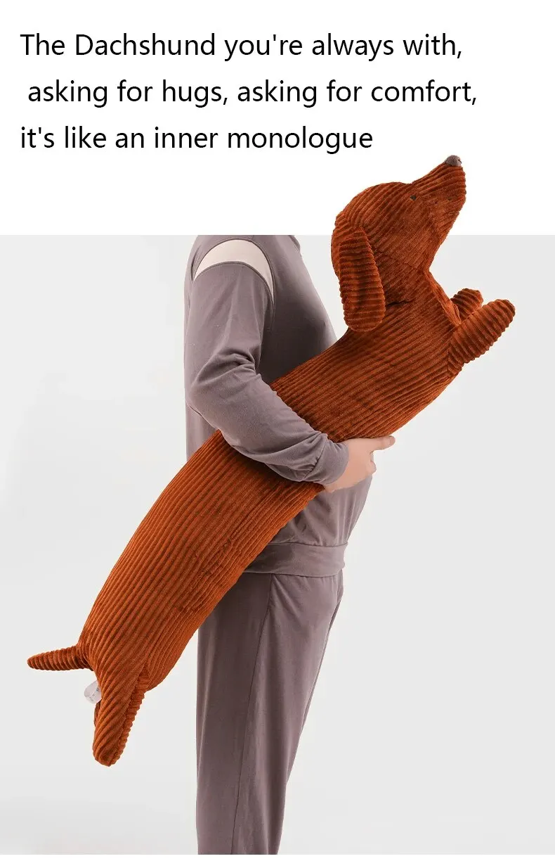 Dackel-Hund-Plüsch-Umarmungskissen, weich, langlebig, gefülltes Wurfkissen, Tiere, Kissen für Sofa, Heimdekoration, Geschenke für Kinder (47 Zoll) – Detail 8