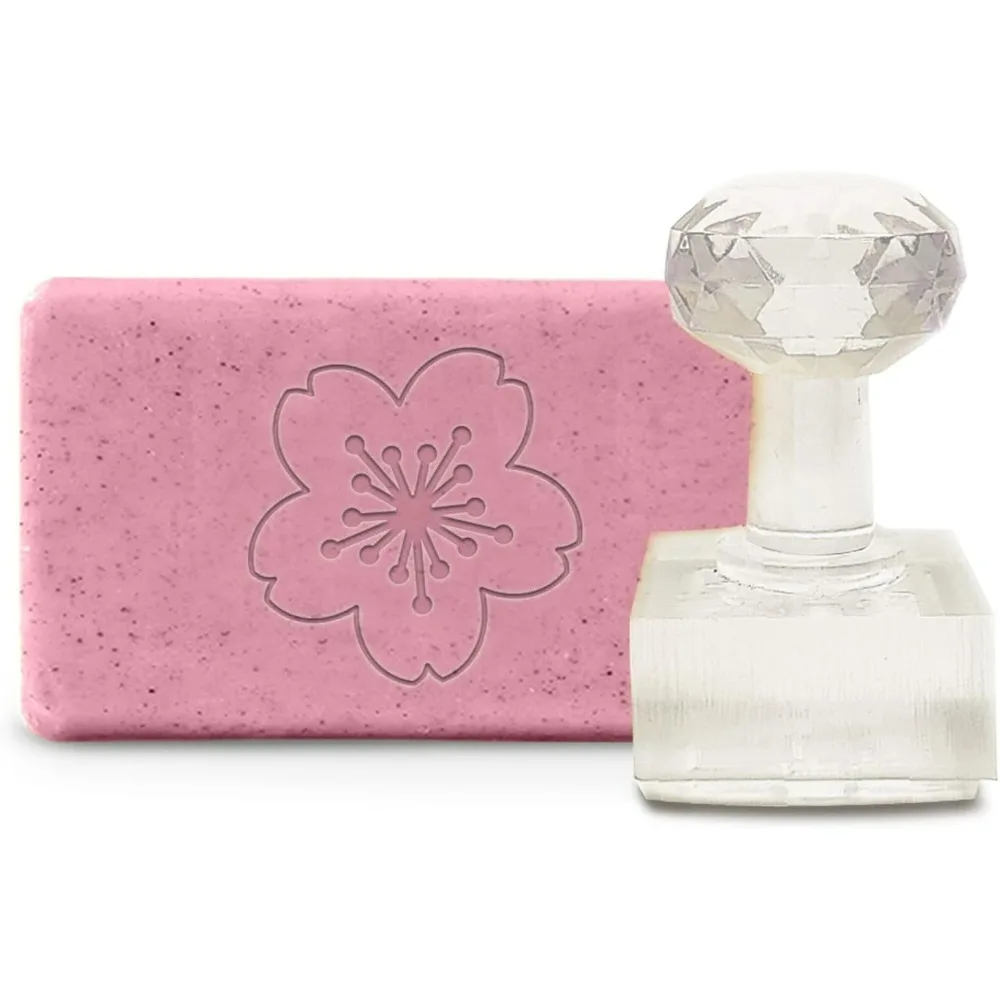 Acryl-Seifenstempel, Kirschblüten, Seifenstempel, handgefertigt, mit Griff, 1,57 Prägung, für Kekse, Ton, Keramik, Kekse